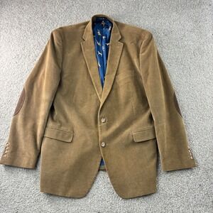 Ralph‎ Lauren Mens Corduroy Blazer Jacket Tan Elbow Patch Fox Print Lining-48L